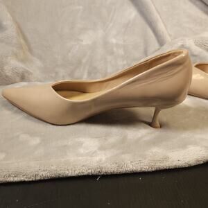 C Paravano Womens 10 Nude Patent Kitten Heel Pumps Pointed Toe Office